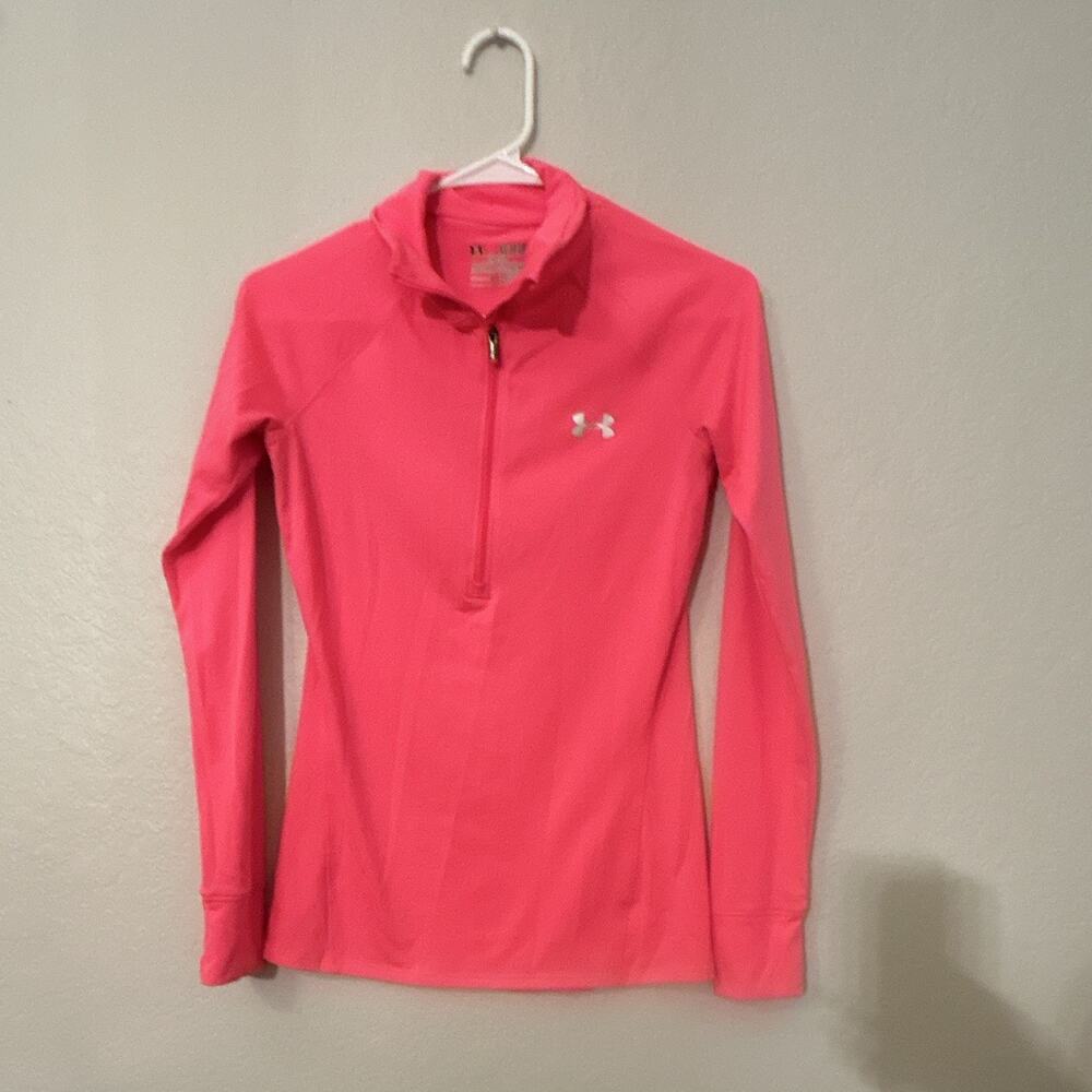 Under Armour Women's XS Hot Pink 1/4 Zip Mock Neck Long Sleeve Semi-Fitted Top